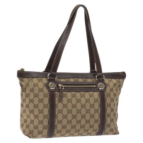 GUCCI GG Canvas Tote Bag Beige Gold - Picture 1 of 16
